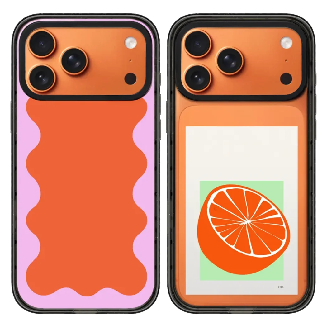

Orange Pink Wave Acrylic Black Border Magnetic Case: Compatible With IPhone 17 16 15 14 13 12 Pro Max 17 Air