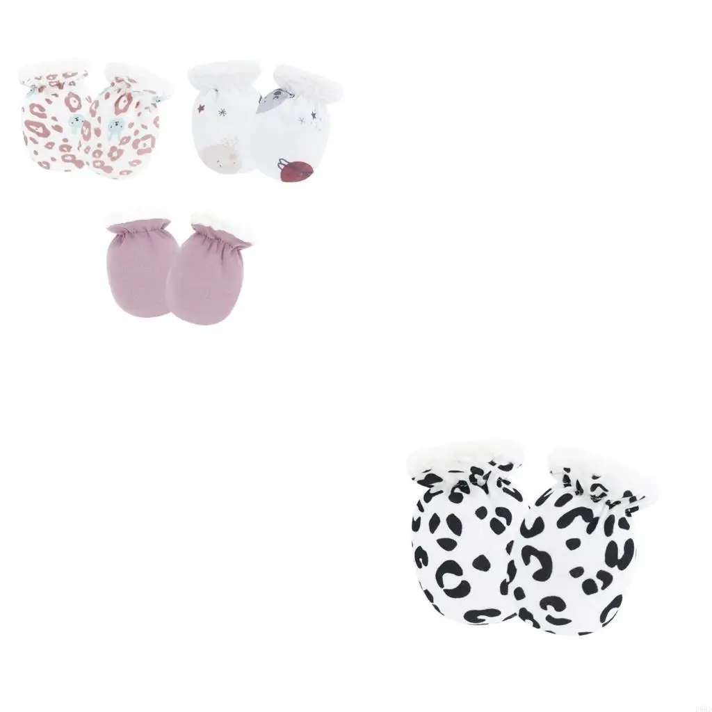 

R66D 3 Pair Soft Baby Mittens Scratch Proof Design For Newborns Infant Hand Protectors