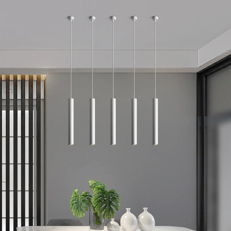 Modern Minimalist Spotlight Dining Room Long Tube Lamp Bedroom Bedside Kitchen Bar Dining Hall Pendant Lamp Hanging Lighting Led