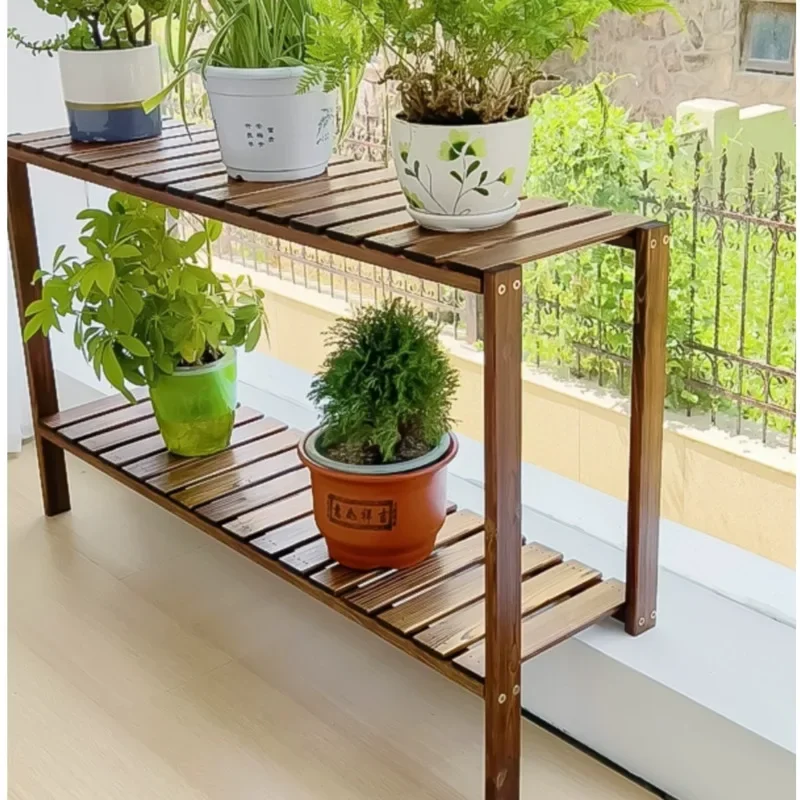 Simple Modern Plant Stand Windowsill Expanded Plant Rack, Solid Wood Floor Flower Pot Support, Stable Load-Bearing Indoor Garden