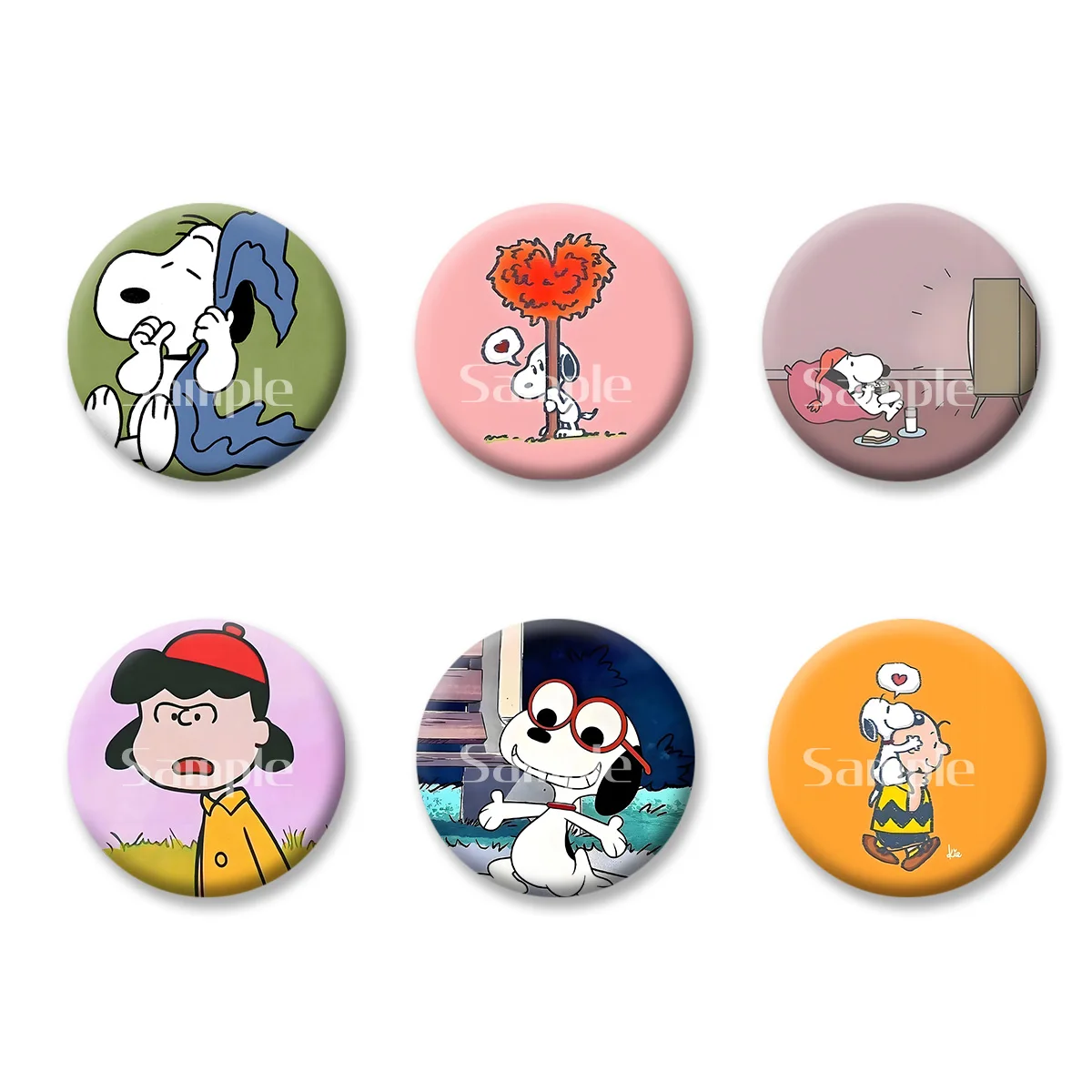 

Flash Badge Cards Snoopy Anime Cartoon Souvenir Girl Keychains Convenient Makeup Mirror Fridge Magnet ACG Accessories