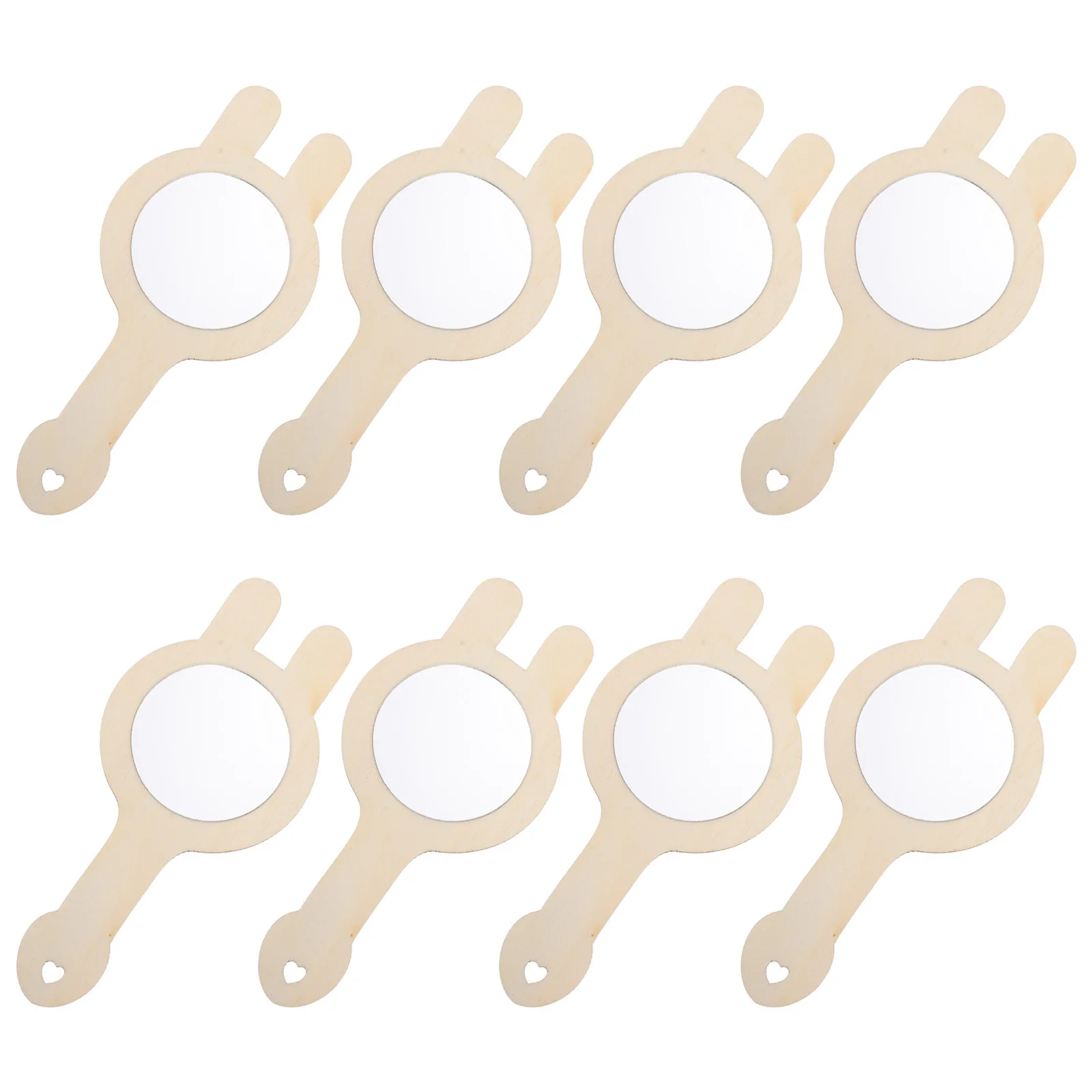 กระจกไม้ถือมือ 8 ชิ้น สำหรับงาน DIY งานฝีมือเด็ก อุปกรณ์ศิลปะในครัวเรือน ของตกแต่งบ้าน ของเล่นกระจกไม้