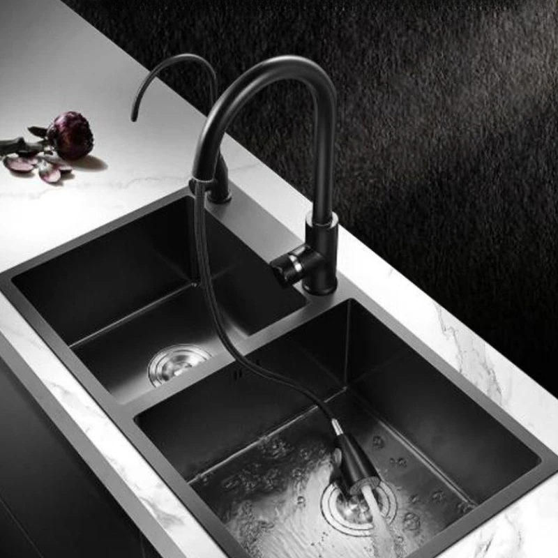 Black Stainless Steel Kitchen Sinks Thickened Load-bearing Kitchen Sinks Capacity Home Improvement Fregaderos De Cocina ZY40SC