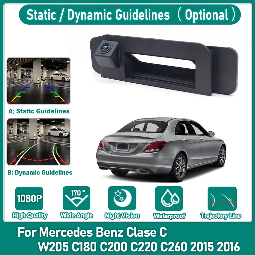 Car Trunk Handle HD CCD Camera Backup Camera Reverse Parking Camera For Mercedes Benz Clase C W205 C180 C200 C220 C260 2015 2016