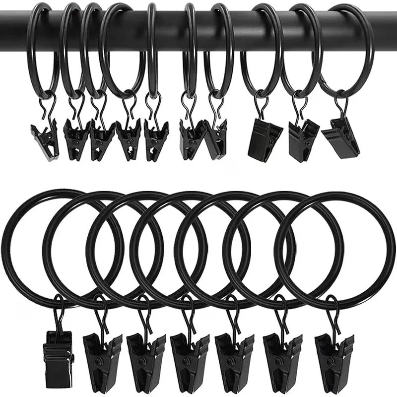 32mm Curtain Clip Rings 12 pcs, Sturdy Metal Ring, Rust Resistant Finish, for Bedroom Window Curtains view 5