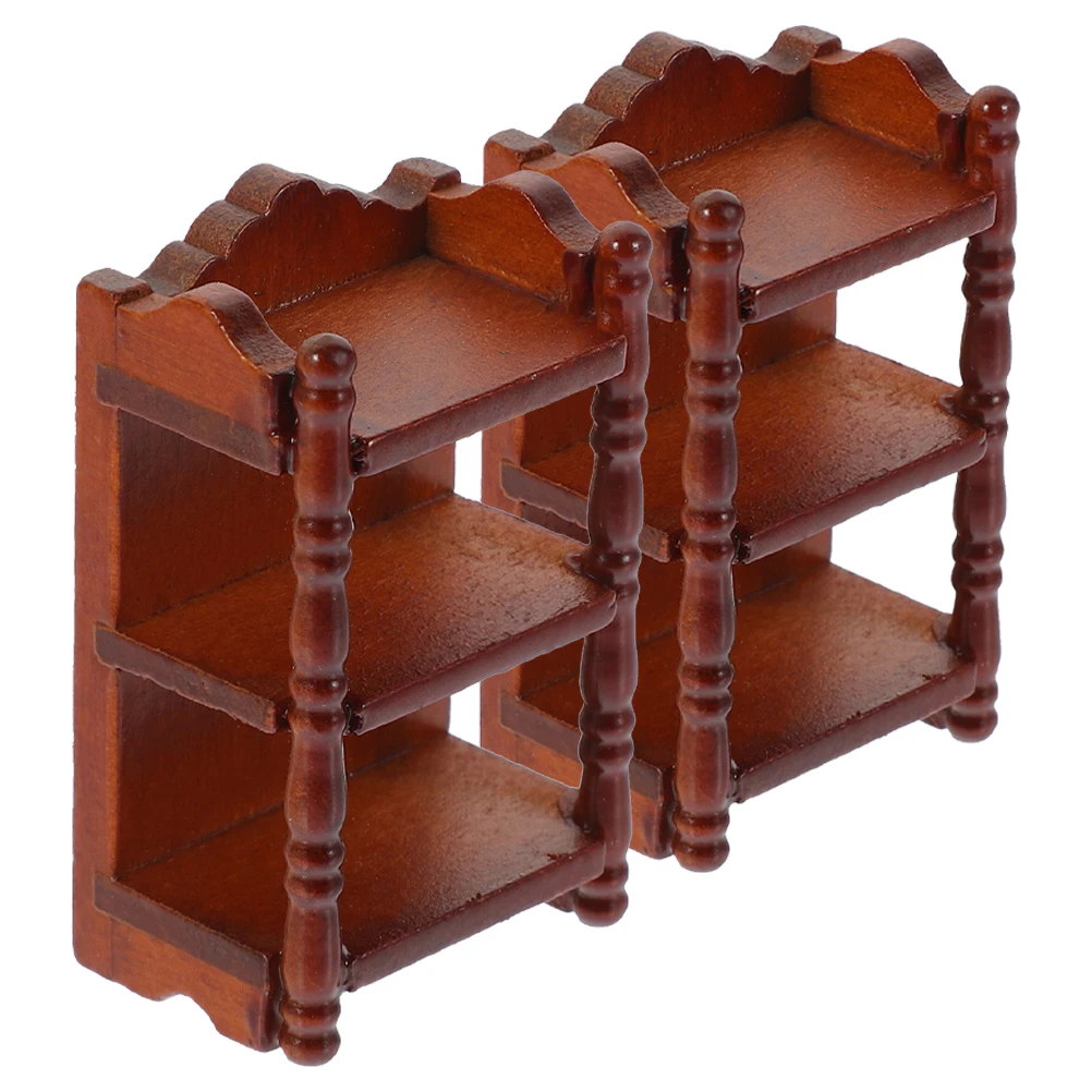 

2pcs House Bedside Table Miniature Wood Nightstand Model Bedroom Accessory Light Brown 1/12 Scale Mini for Dollhouse