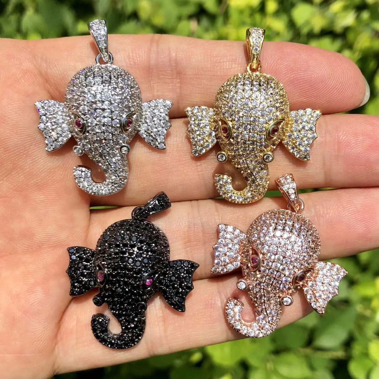 

5 Pcs Cubic Zirconia Pave Elephant Pendant Bling Charms For Jewelry Making Bracelet Necklace Handcrafting Accessories