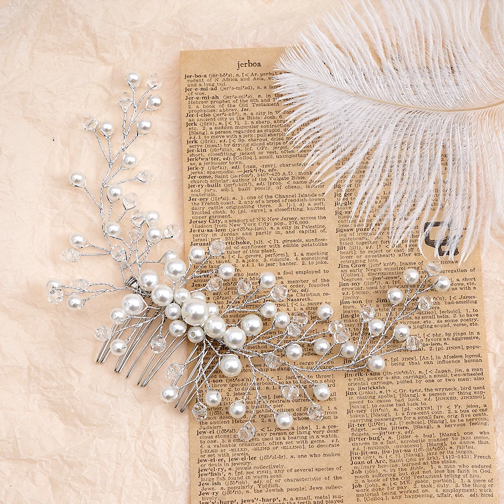 2023 New wedding hair accessories bridal luxuryPearl Crystal Flower Bridal Hair Comb Wedding Hair Jewelry Gift