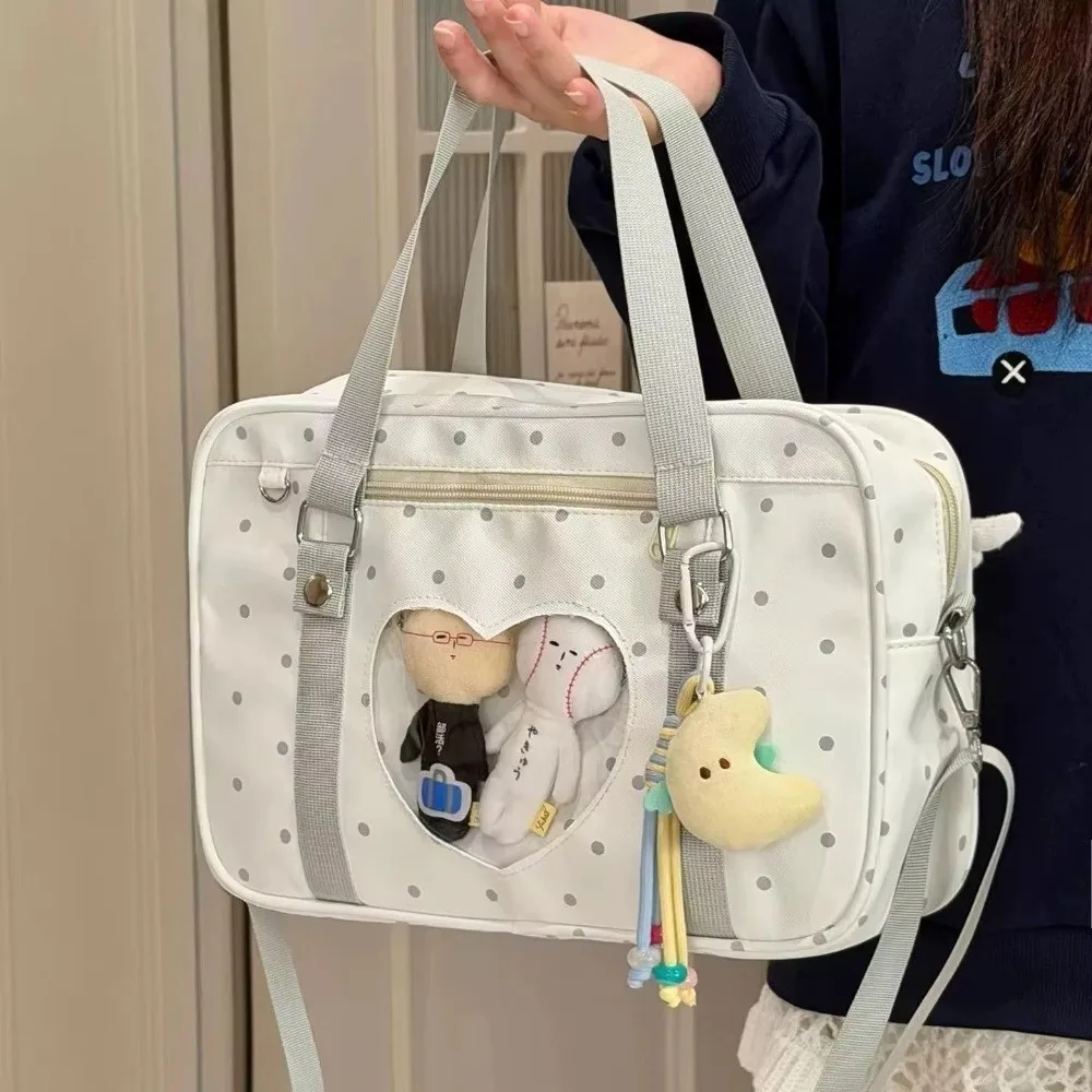 Portable Y2K Style Ita Shoulder Bag Polka Dot Transparent Transparent Display Bag Display Window DIY 2D Anime Bag For Otaku
