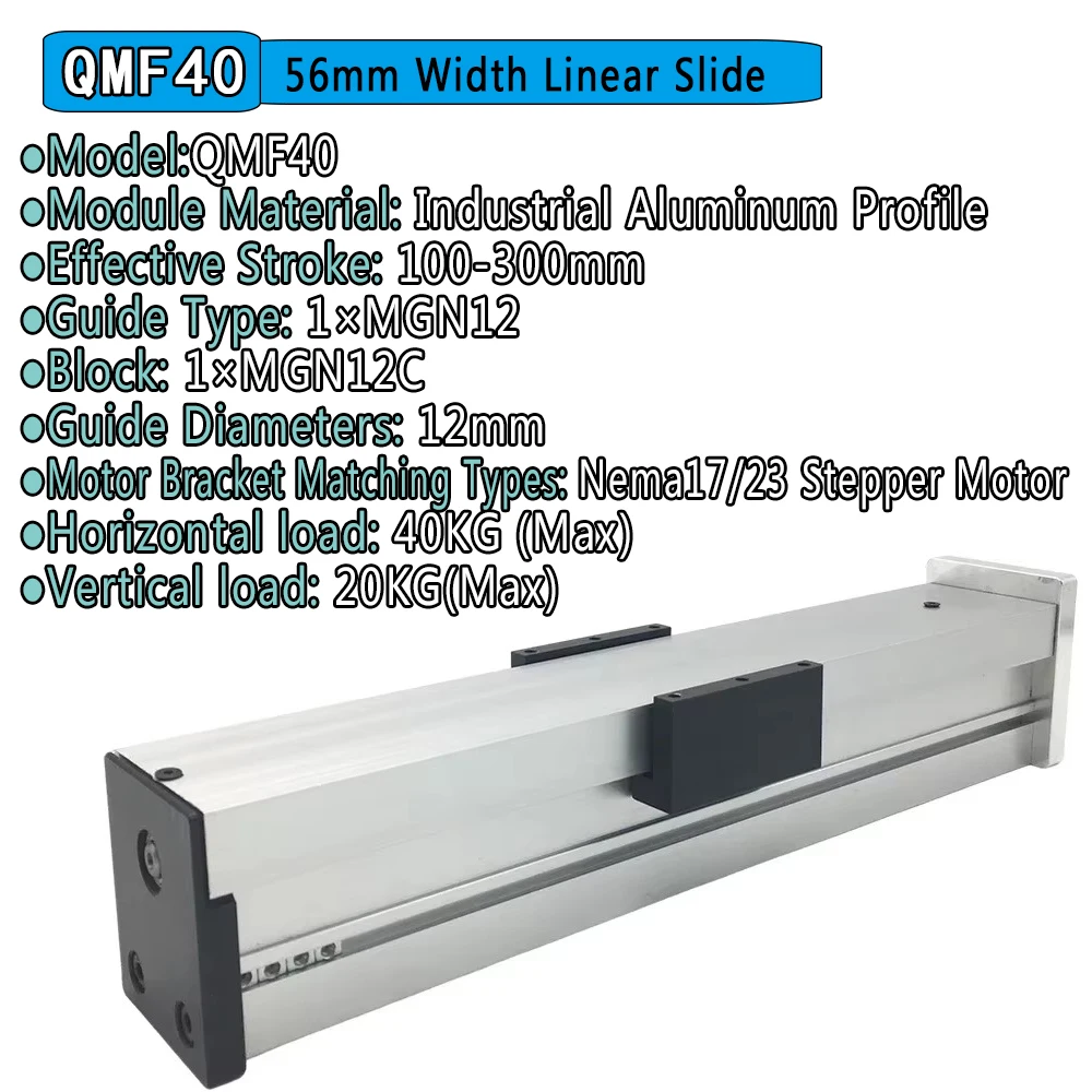 CNC Fully Enclosed Slide Table 40/90mm Wide SFU1605 Dust Compartment 100-300MM Stroke  NEMA 23 1.2Nm Stepper Moto Kit CNC XYZ