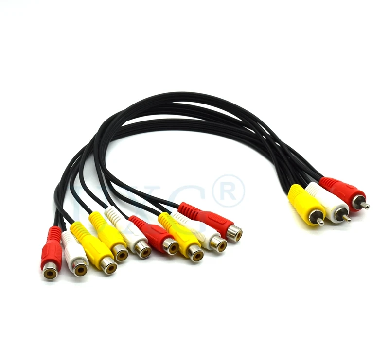 Czarny 25cm 3RCA męska wtyczka do 6RCA 9RCA rozgałęziacz wtyczek żeńskich Audio wideo AV TV DVD kabel Adapter