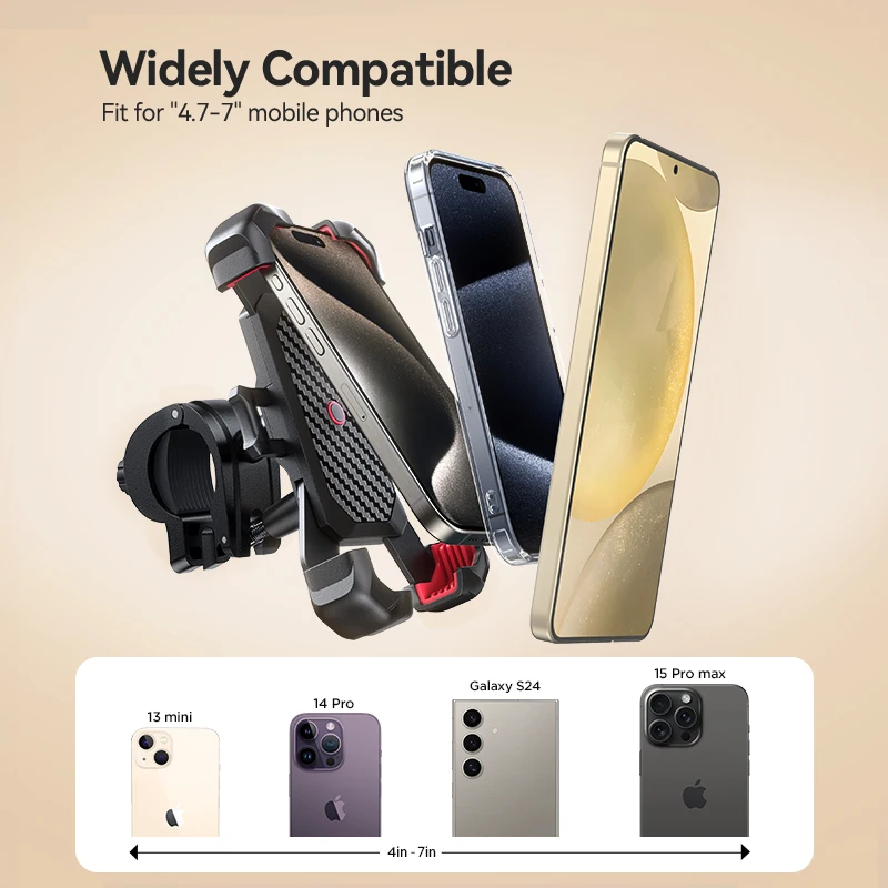 Joyroom Uchwyt rowerowy na telefon 360° Uniwersalny uchwyt rowerowy na telefon do stojaka na telefon komórkowy 4,7-7 cali Uchwyt odporny na wstrząsy Klips GPS — zdjęcie produktu 6