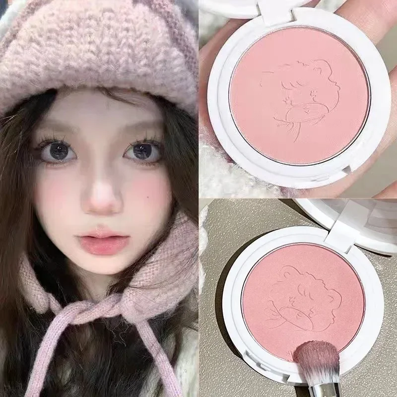 น่ารัก Powder Blusher พีชสีชมพู Blusher Face Cheek Tint Blush Natural Matte Brightening Rouge Face Contour แต่งหน้าเครื่องสําอาง