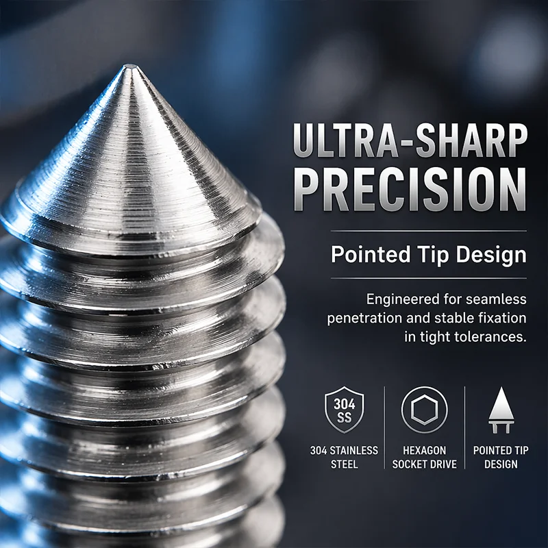 DIN914 Hexagon Socket Cone Point Grub Screws,M2 M2.5 M3 M4 M5 M6 M8,304 Stainless Steel Set Screws
