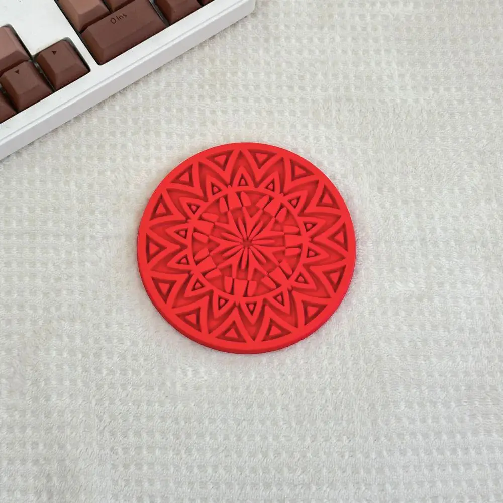 

Non-slip Coasters Groove Pattern Coasters Set of 6 Thickened Non-slip Silicone Coasters with Holder for Hot Drinks for Beverages
