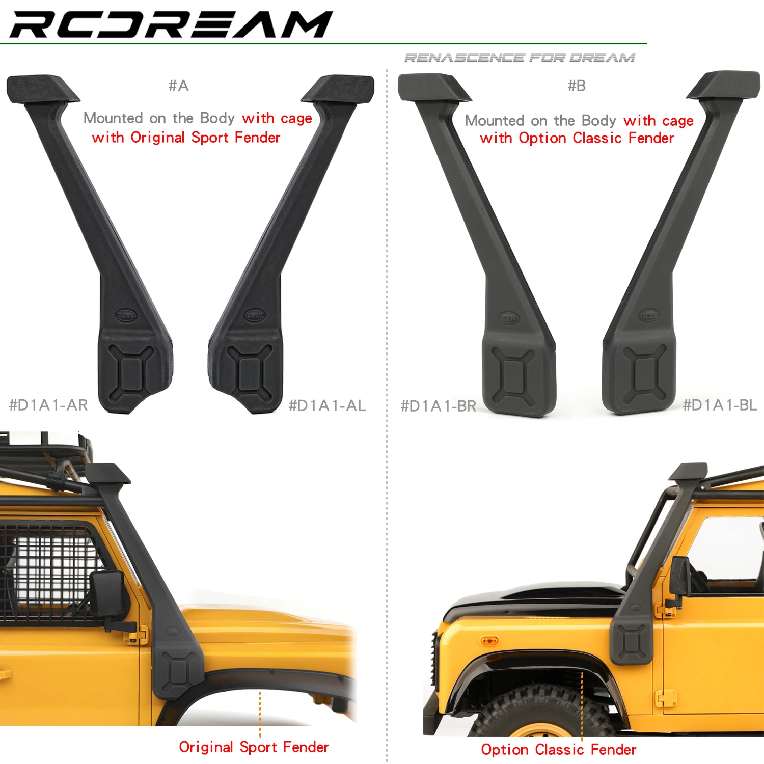 

Трубка RCDream 1/10 # A # Крепление B на корпусе с каркасом для модернизации кузова Wild-Defender RD110 RD90 RD130 # D1A1-AR/AL D1A1-BR/BL