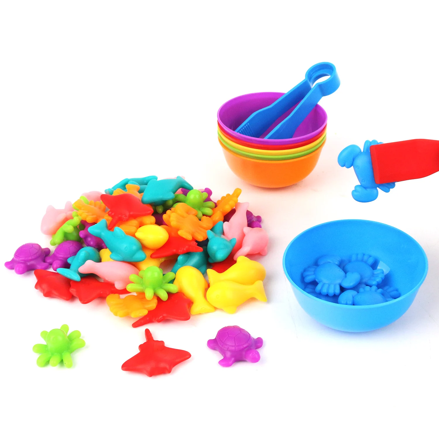 Rainbow Counting Soft Rubber Marine Animal Early Education Cognitive Children's Color Classification Set