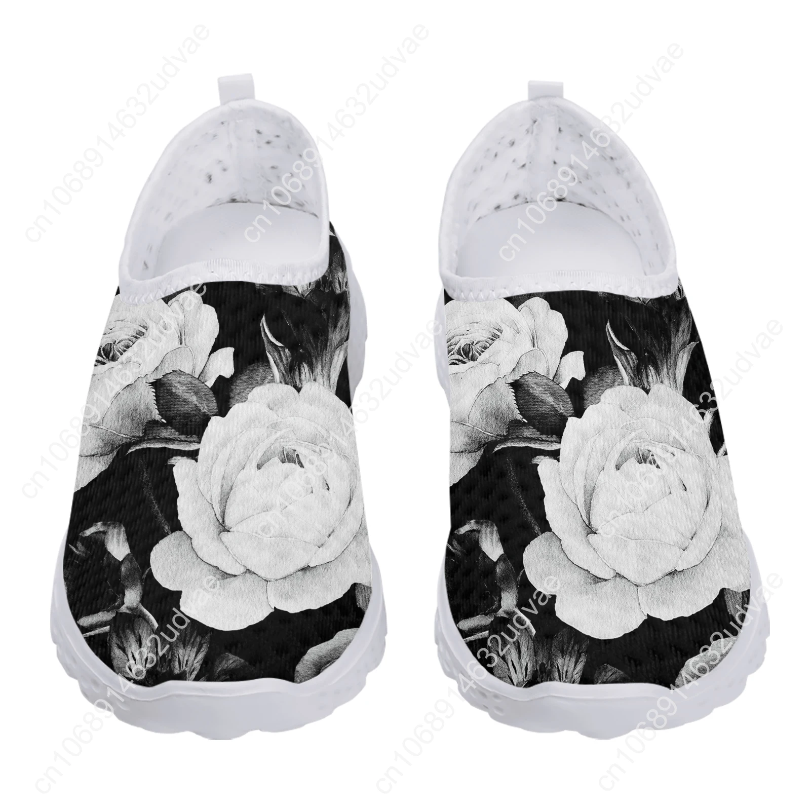 Beautiful Rose Flower Print Lightweight And Breathable Summer Shoes Soft Sole Outdoor Walking Shoes Casual Shoes