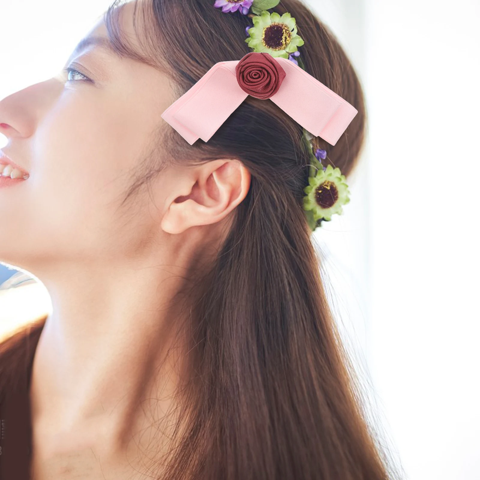 

2pcs Rose Clips Elegant Bow Flower Hairpin Lightweight Metal Floral Hair Barrettes For Women Girls Weddings Party Daily Wear