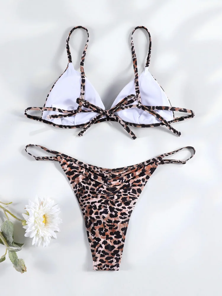 ليوبارد بيكيني رفع البيكينيات مجموعة ثونغ تقسم ملابس السباحة النسائية الصيف بحر ثوب السباحة للإناث جديد