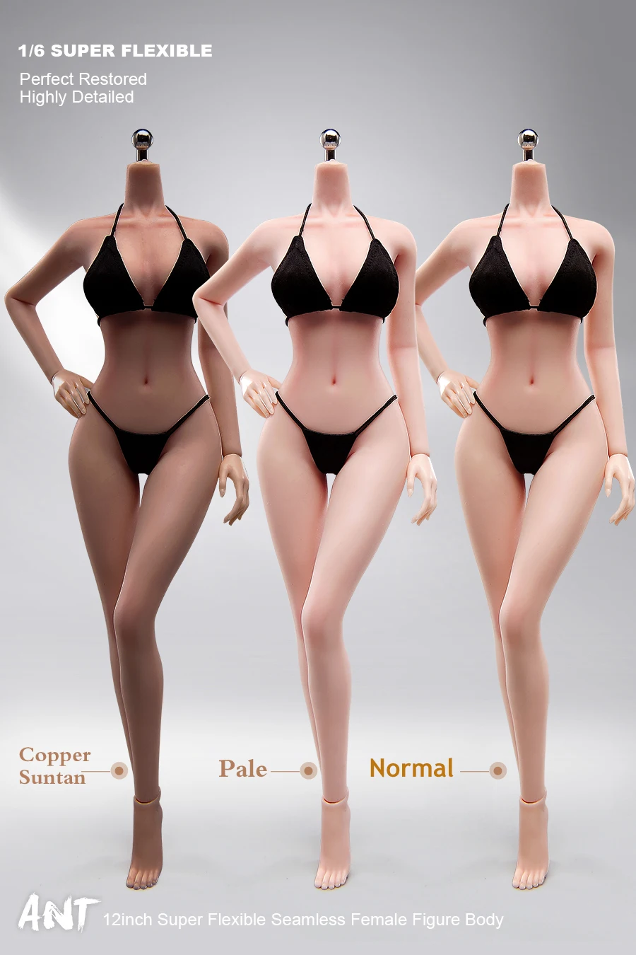 ANT 1/6 Scale Female Makeup Seamless Body 12'' Large Bust Steel Skeleton Super Flexible Female Action Figure Doll Model