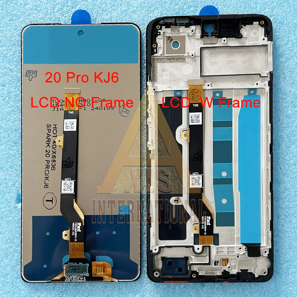 For Tecno Spark 20 KJ5 LCD Spark 20C BG7 LCD Screen Frame Touch Panel Digitizer For Infinix Tecno Spark 20 Pro KJ6 LCD Display