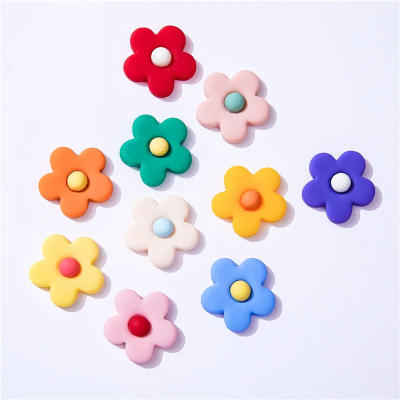 10pcs Lovely Flowers Resin Cabochon Flatbacks for Phone Case Deoc Parts DIY Scrapbooking Hair Bows Center Accessories