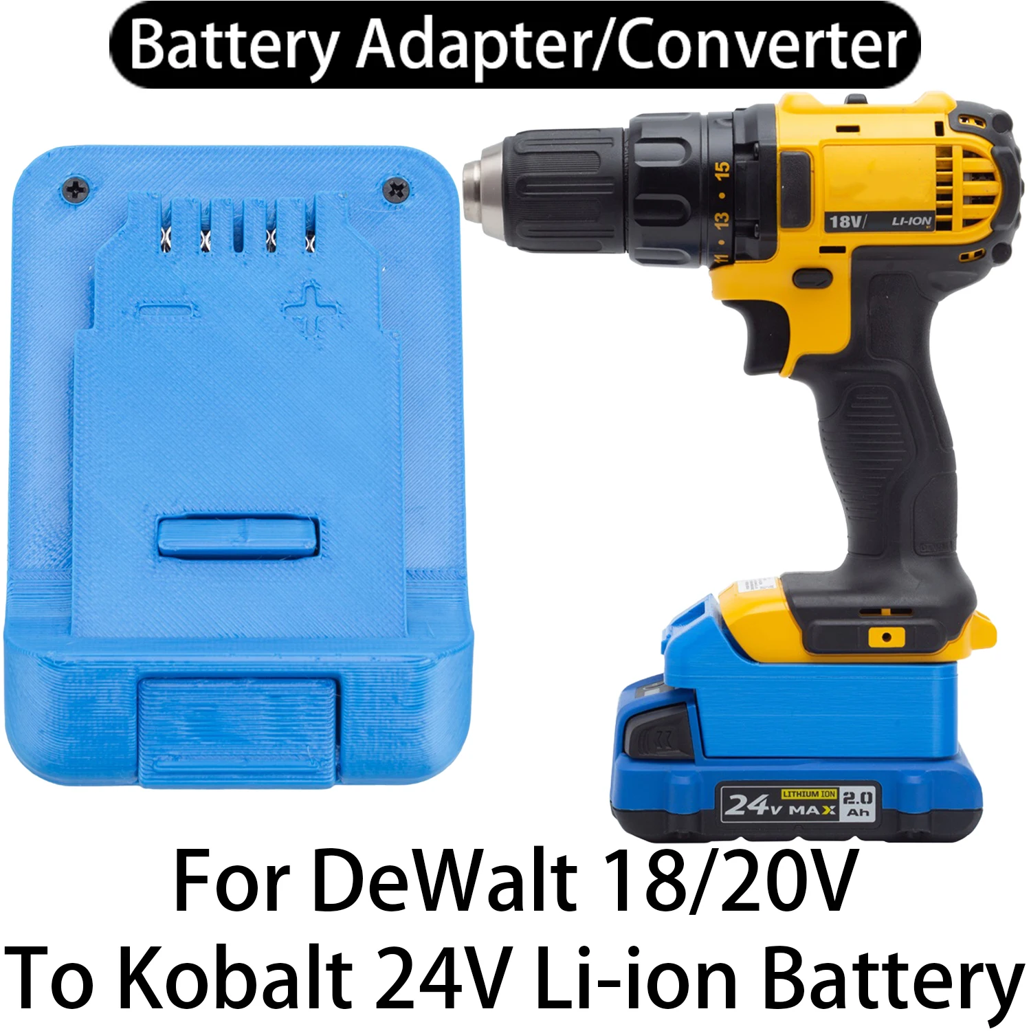 

Battery Adapter Converter For DeWalt 18/20V Li-ion Tools To Kobalt 24V Li-ion Battery Adapter Converter Accessory KB 124-03