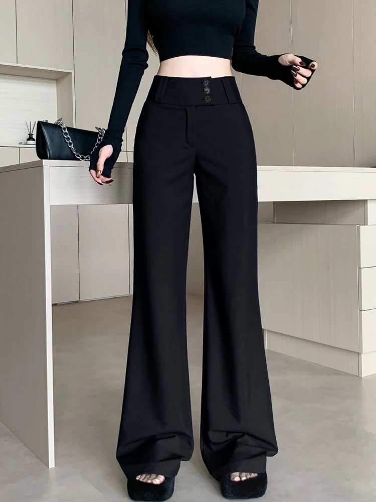 Micro flared suit pants women in autumn and winter design high waisted versatile and slim fit floor length casual pants
