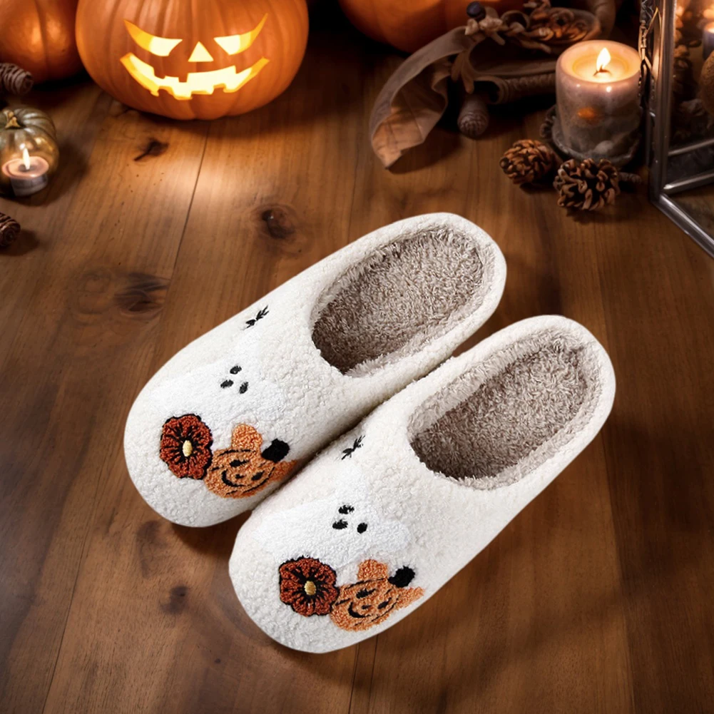 

Halloween Soft Plush Slides Non-Slip House Shoes Soft Warm Slippers for Indoor Bedroom