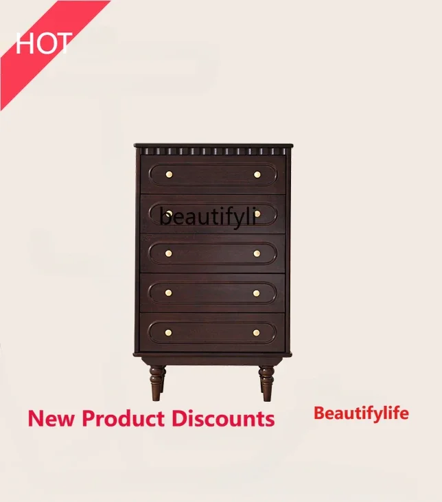 French Solid Wood Chest of Drawers Small Apartment Bedroom Locker Wall Bed Runner Drawer Storage Cabinet
