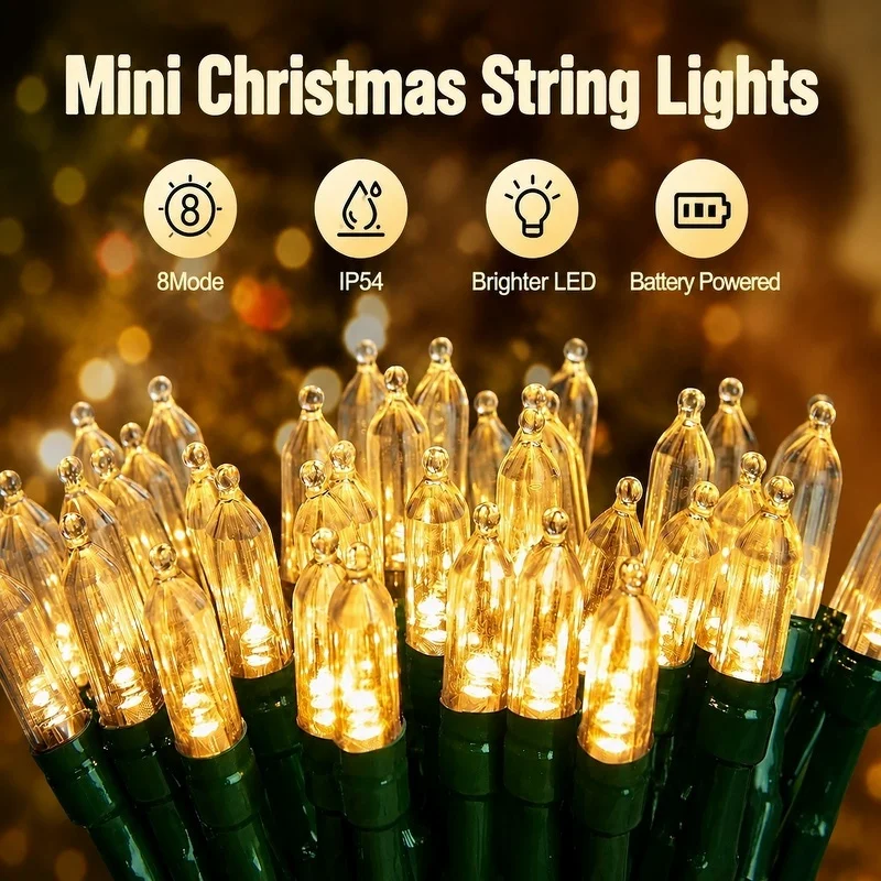 LED Christmas String Lights Battery Box Warm Colorful 5M50LED-10M100LED 8 Modes Home Garden Wedding Decor IP54 Waterproof LED