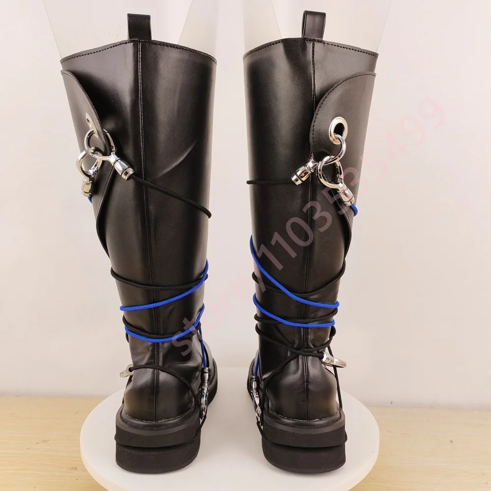 أسود جولة تو حبل ملفوفة أحذية ركوب الخيل كعب مكتنز طويل عارضة في الهواء الطلق الأحذية الغربية ريترو ستايل الخريف جمع الأحجام 35-50
