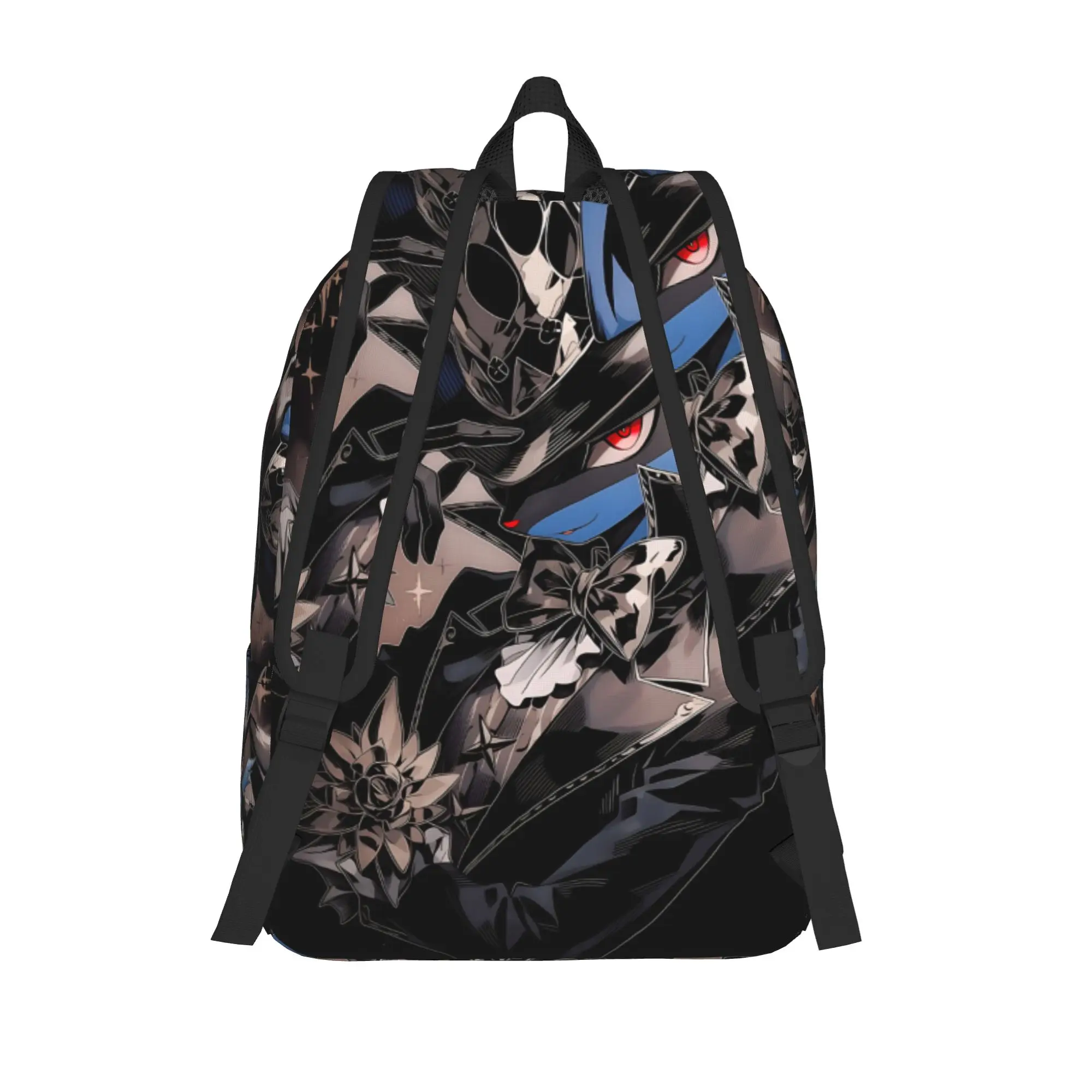 Fashion Pokemon Lucario Theme Backpack  Mochilas Adjustable Strap Office Work Zipper Closure Rucksack