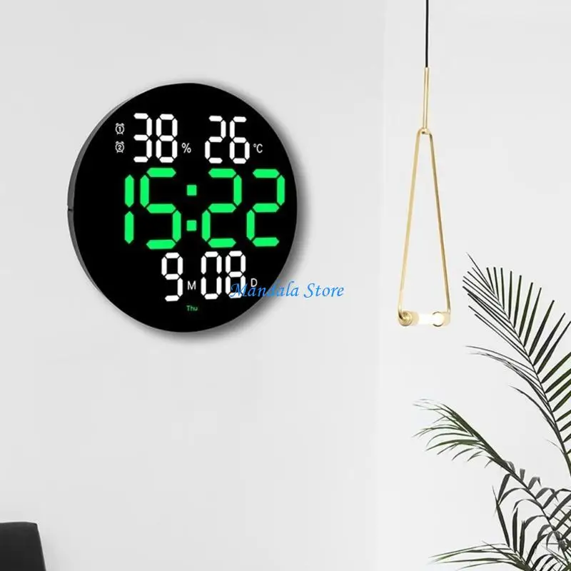 

U2JC Remote Controlled Wall Clock Large LED Display Alarm Clock for Bedroom 10''