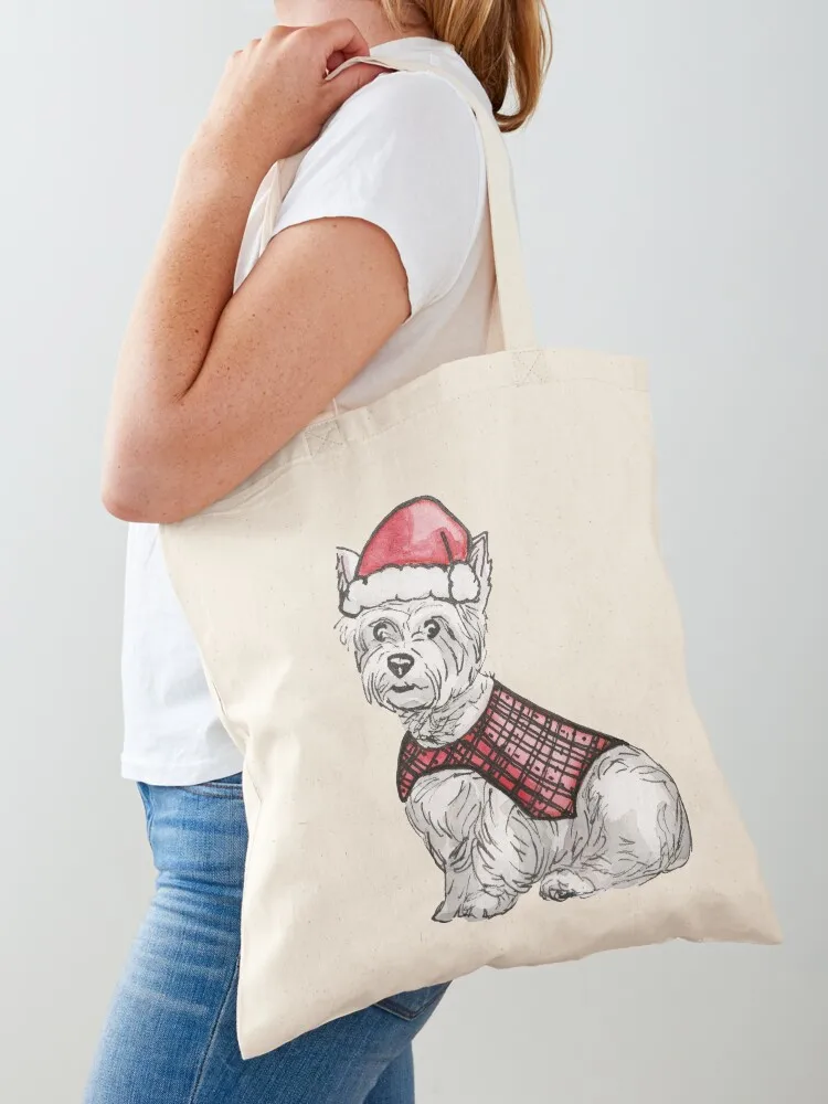

Christmas Westie Tote Bag Shopper eco pack tote bag women custom bags