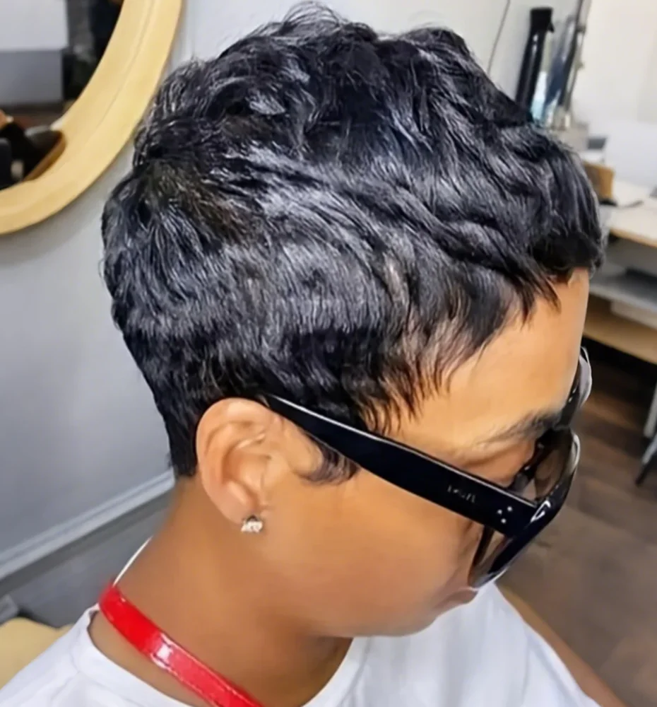 

Парик пикси машинного производства, плотность 150%, 4 дюйма, короткие парики с стрижкой пикси, парики из натуральных волос для женщин, натуральный вид, повседневная вечеринка, подарочный парик