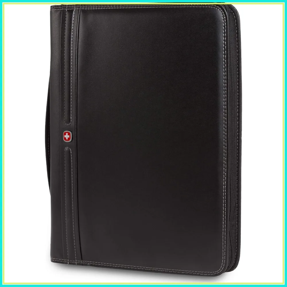 

Zippered Padfolio Document Organizer, Padded Legal Pad Folder with Business Card Holder, Black