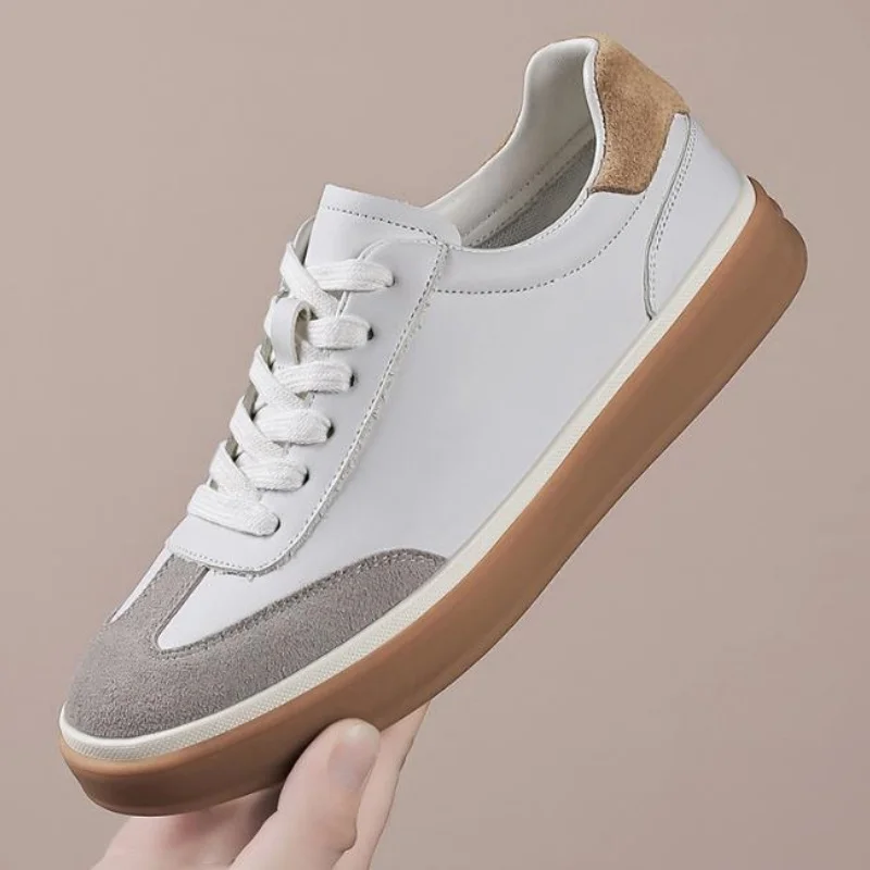 Men German Trainers Shoes Genuine Leather   New Lace Up Men Casual Sneakers Large Size Daily Walking Flat Shoes 38-44
