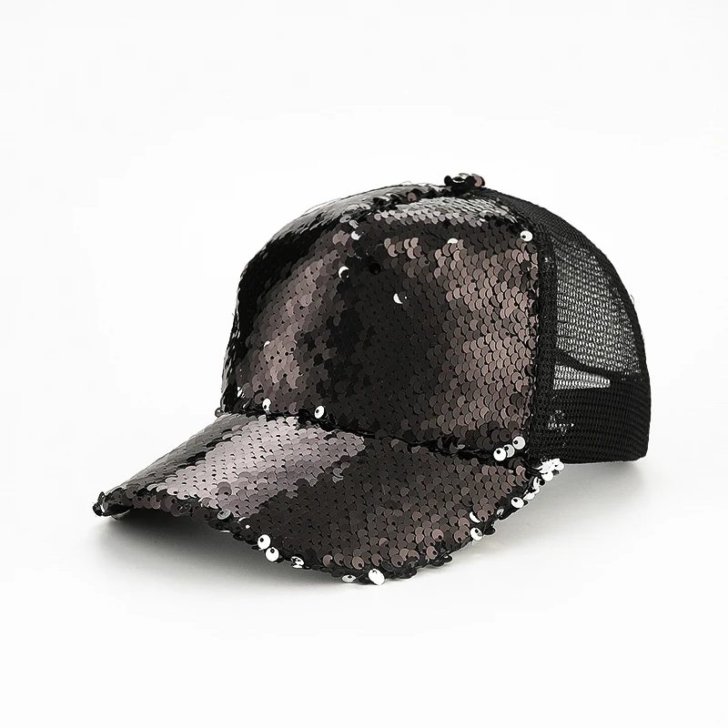 The Shiny Sequined Baseball Cap, the Breathable Mesh Sun Hat, Is Suitable for Women, Girls, Parties, Clubs, and Streetwear.