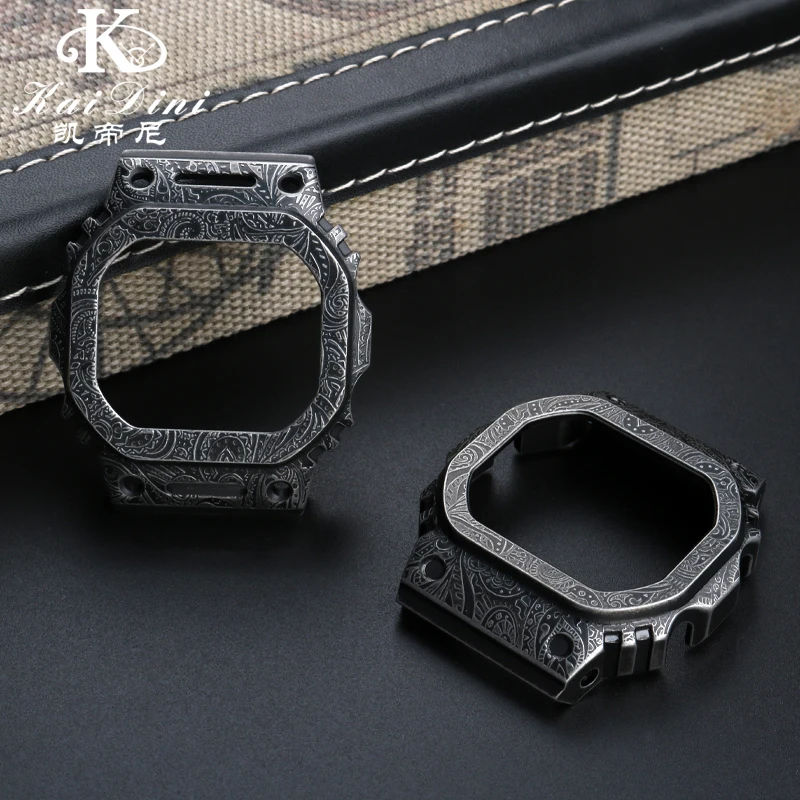 316L Metal Watch Strap men Stainless Steel modified Carved Watchband Case for Casio DW5000 DW-5600 GMW-B5600 GW-5000 Belt Bezel