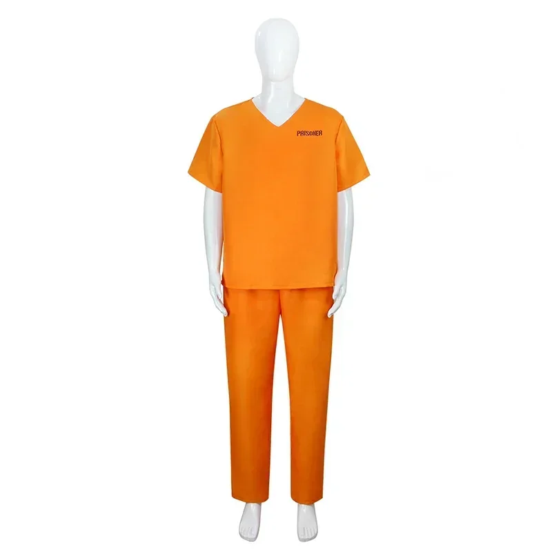 Men New Black Convict Halloween Cosplay Adult Orange Prison Uniform Costume