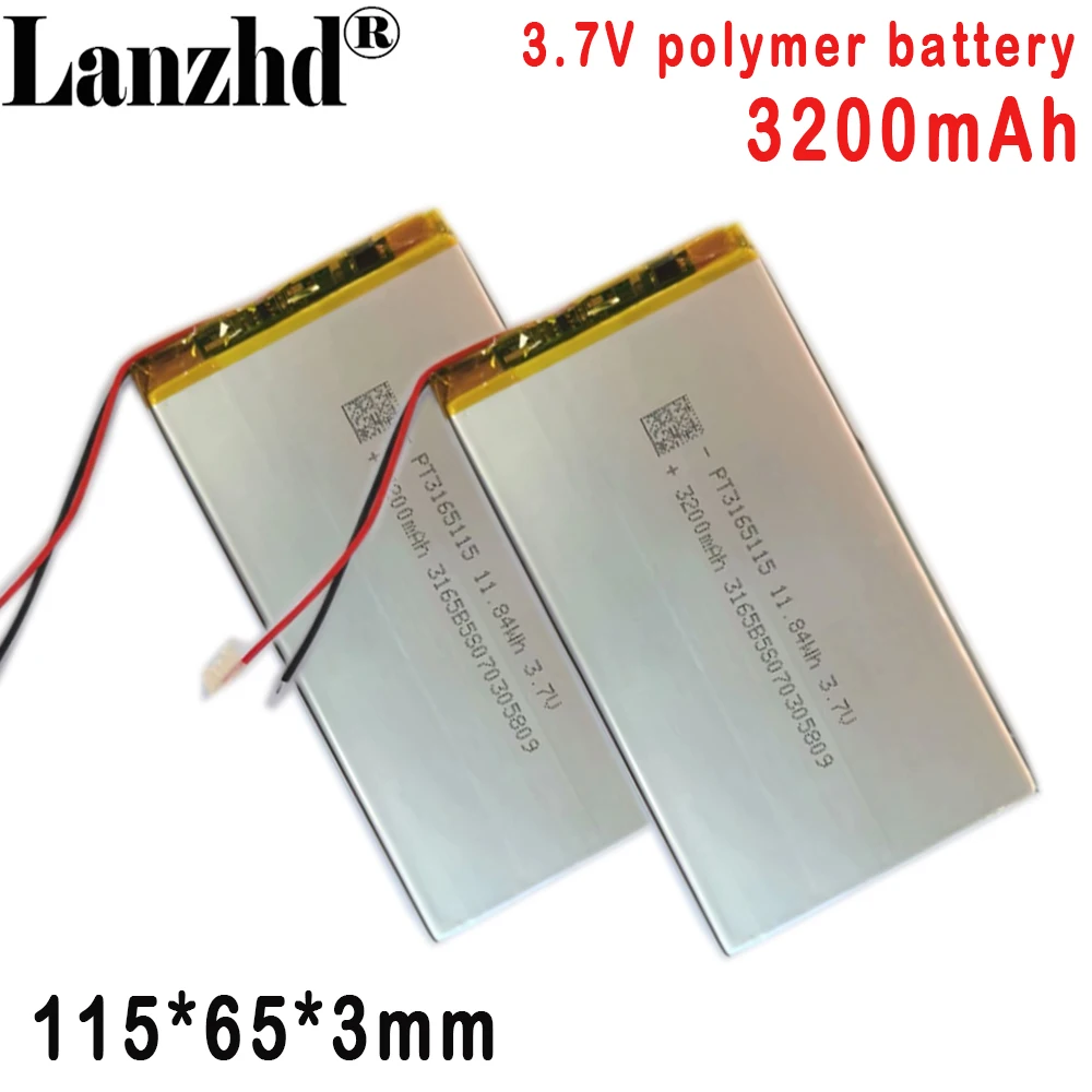 3165115 3.7V Polymer lithium Battery 3200MAH tablet battery For charging bank Medical products