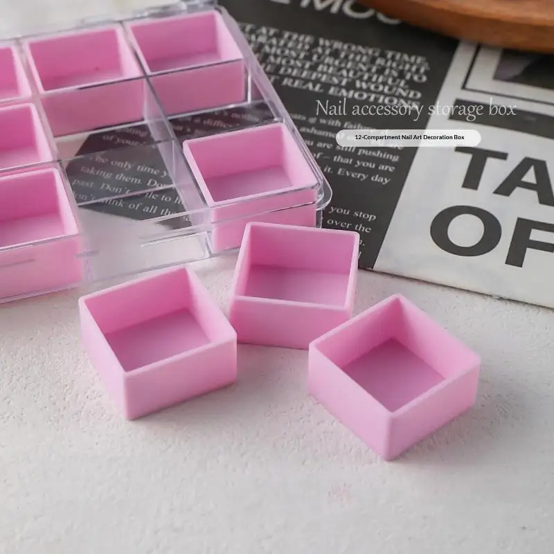 1Pcs Candy Colors Plastic Nail Art Decor Storage Case Transparent 6/12 Grids Nail Art Storage Box Compartment Jewelry Organizer