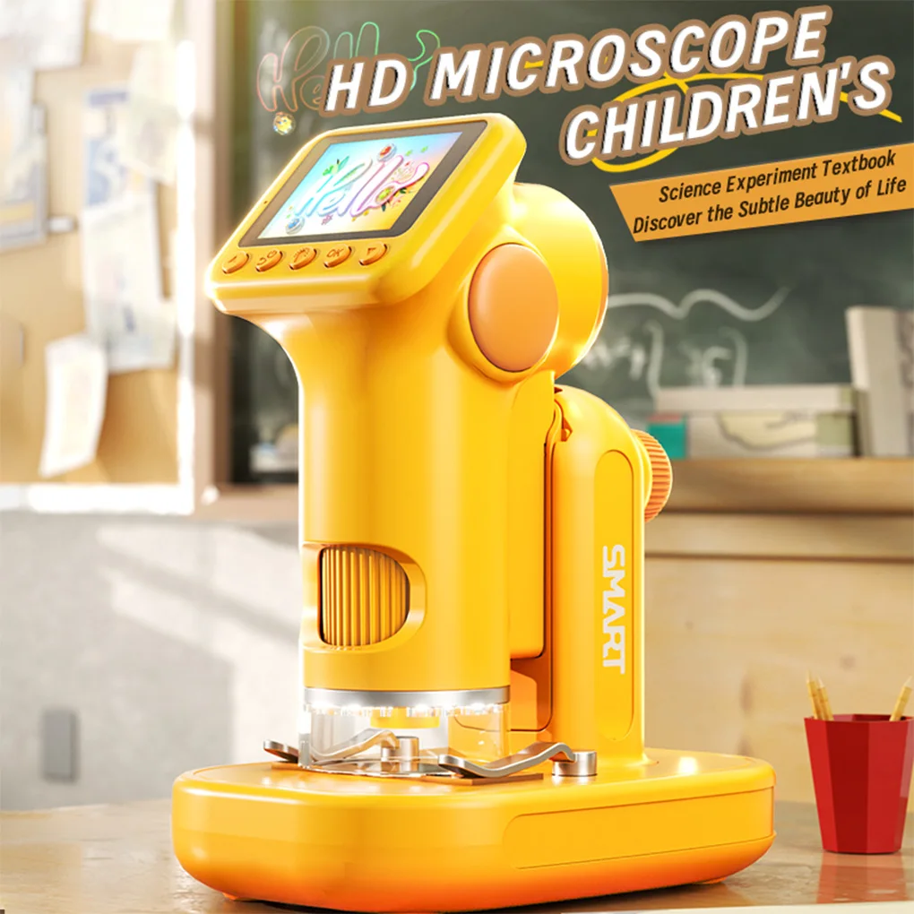 Microscope with Base for Kids 1000X Handheld Telescope 2.0" Screen HD Screen Rechargeable LED Pocket Digital Microscope