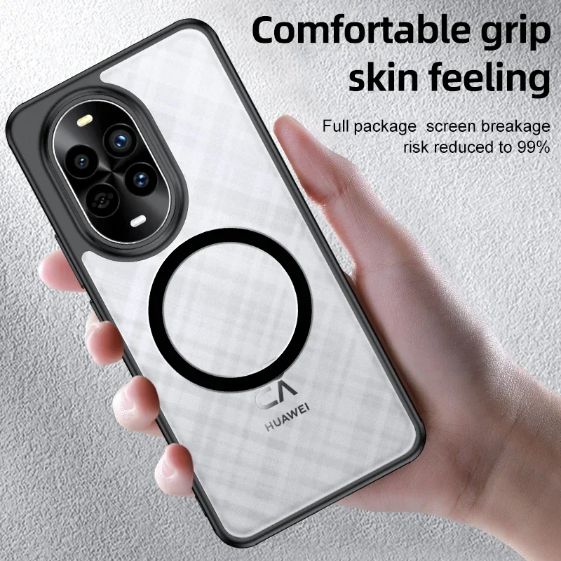 

For Shockproof Hard PC Case For Huawei nova 12 13 Pro Magnetic Wireless Charging Soft TPU edge Back Cover Phone Cases