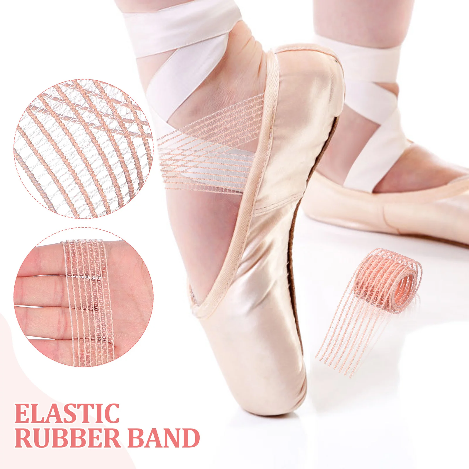 2 Buah Pita Elastis Tak Terlihat untuk Sepatu Pointe Balet Pita Peregangan Tali Sepatu Dansa Diperkuat untuk Tari Jazz Modern