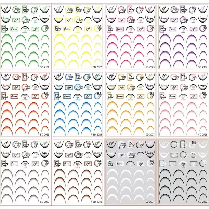 1 unidad, 100% nueva calidad, plantilla con diseño deslizante autoadhesivo Multicolor, guías de manicura para decoración de uñas DIY