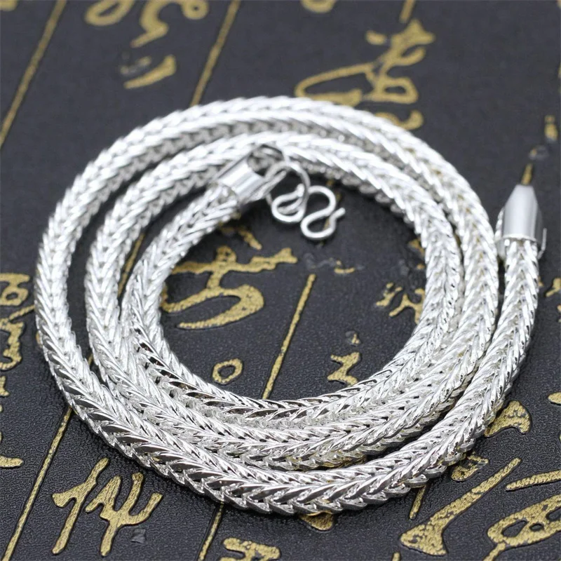 

High quality S999 sterling silver men's charm necklace, fashionable and personalized couple snake bone chain, jewelry gifts