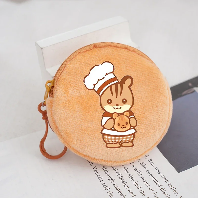 Sylvanian Families-Porte-monnaie rond en peluche pour enfants, sac de rangement portable de dessin animé mignon, sac à main Kawaii pour enfants,